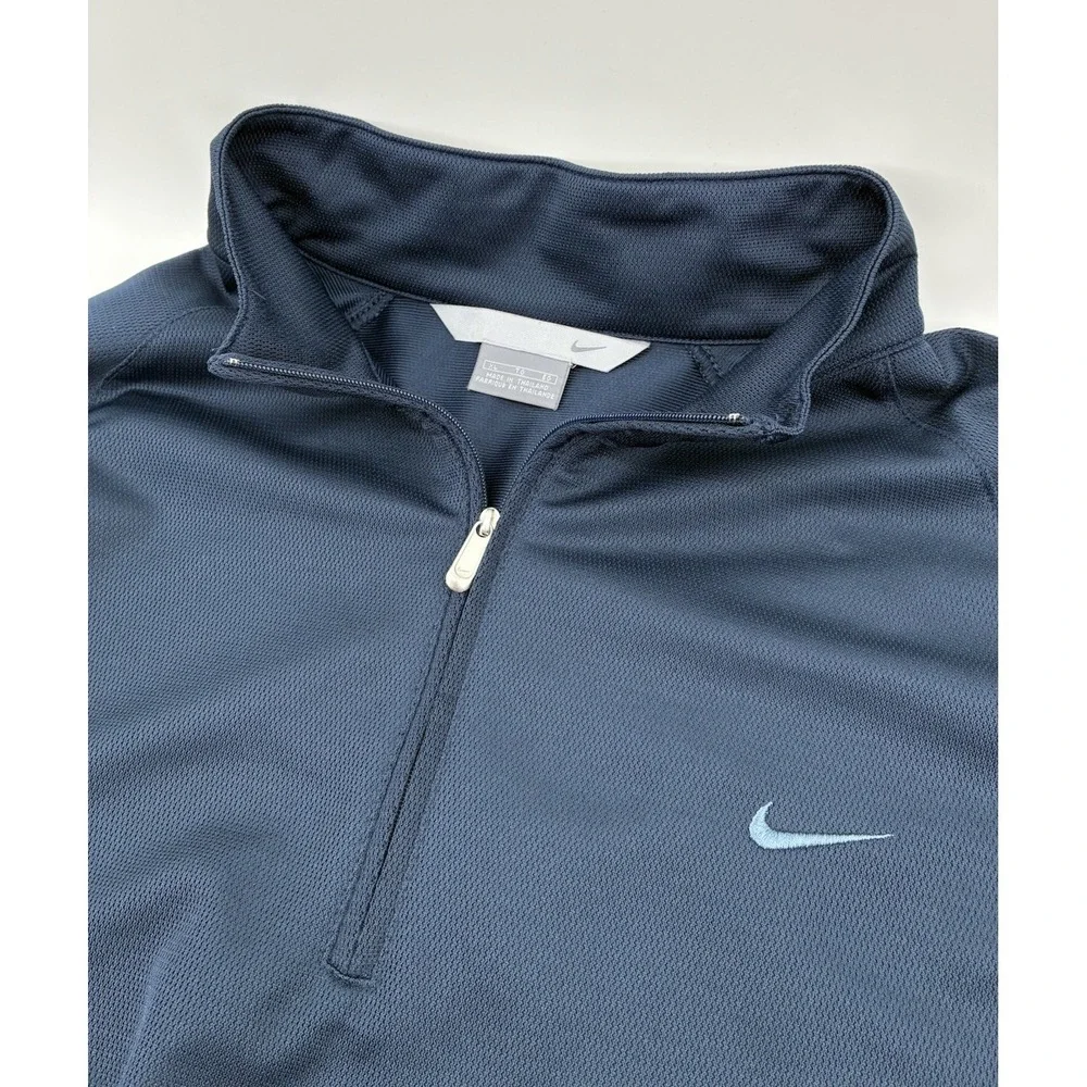 VNTG Y2K‎ Nike Silver Tag Dri-Fit 1/4 Zip Pullover Men's XL Navy